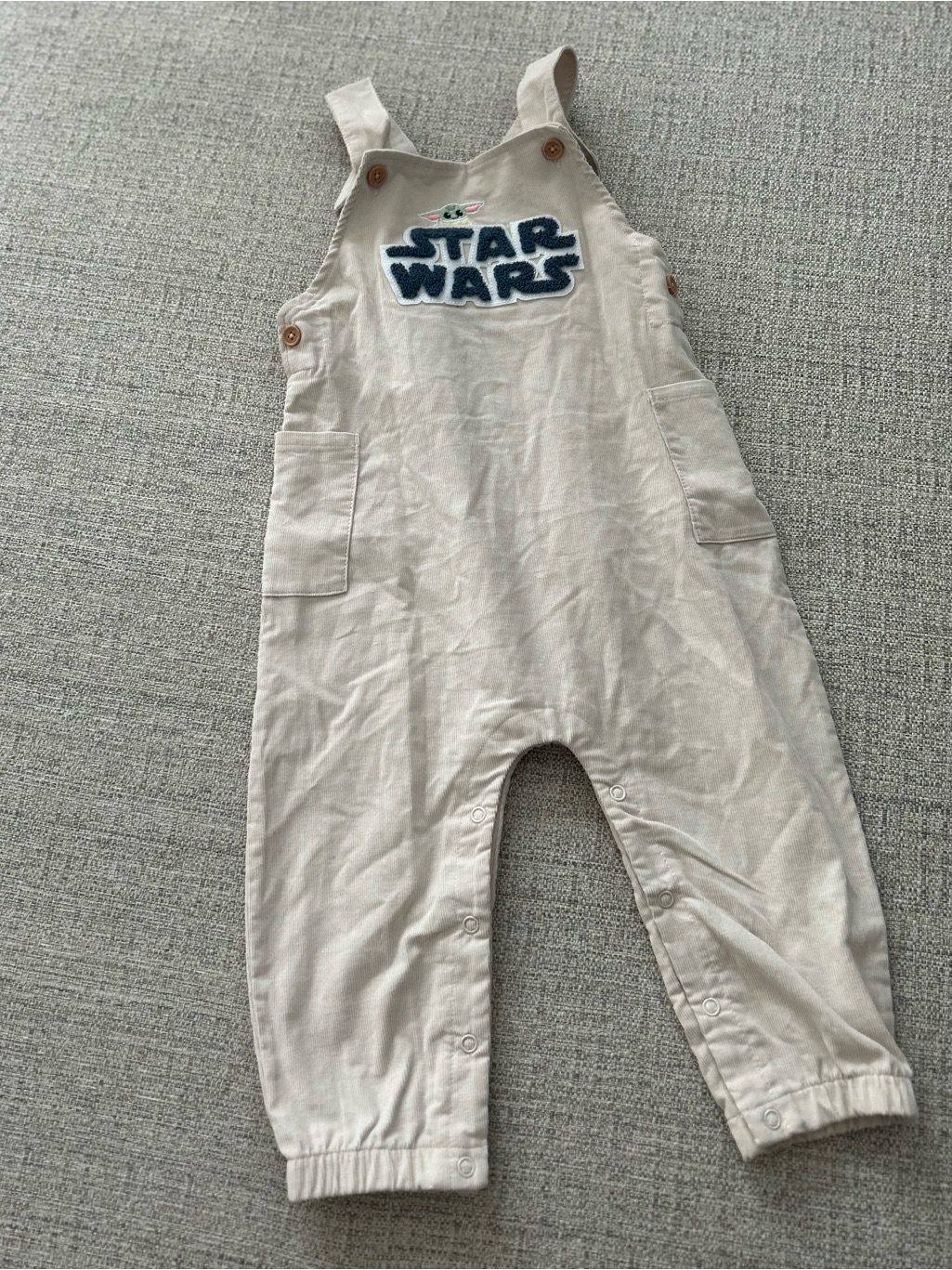 Star Wars Cream Overalls With Navy Logo 100% Cotton Size 24m